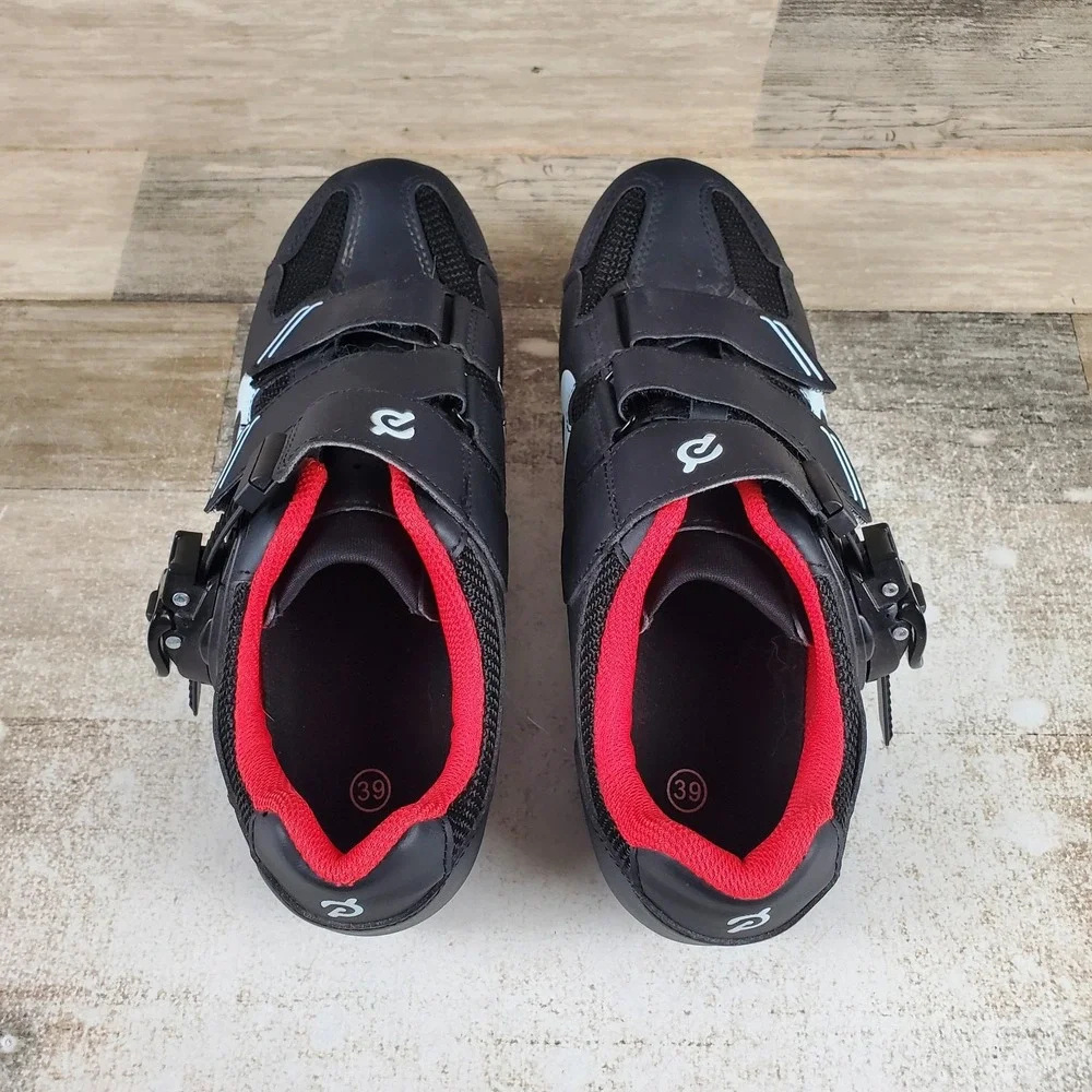 Peloton Womens Cycling Shoe Sz 8 Black Adjustable Buckle Dual Hook & Loop Straps